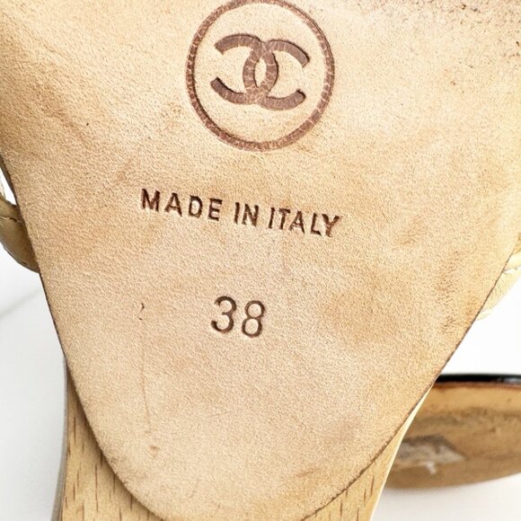 Chanel bi-color strappy camellia wing heels size 38 - Picture 10 of 11